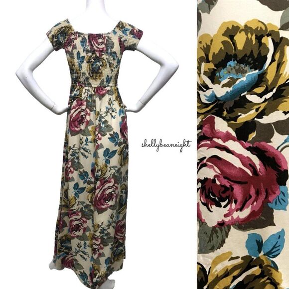 BAND Of GYPSIES Floral Smocked Slit Maxi Dress M S - Picture 8 of 11